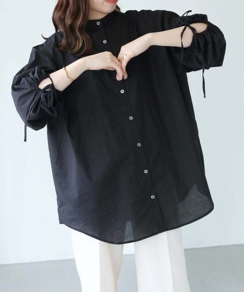 「HER CLOSET」 「SHE MO SHELLY」長袖ブラウス M カーキ レディース_画像3
