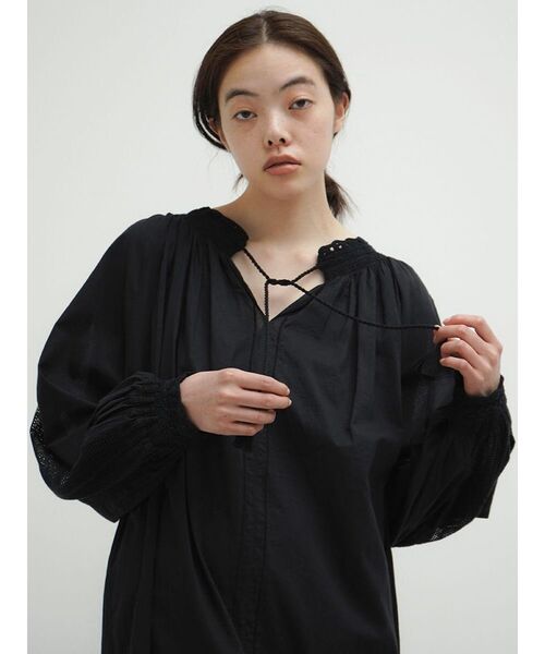 ✩*✩様 フポートレイト レース オフショルダー ワンピース 黒 UK8 未使用 FIKA.（フィーカ） ワンピース Cotton crochet lace onepiece