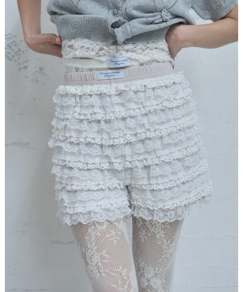 Smyeon パンツ Handmade lace frill shorts/ハンドメイド レースフリル