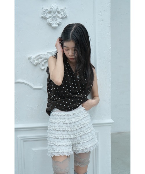 Smyeon ハンドメイド レースフリルショートパンツ Smyeon パンツ Handmade lace frill shorts/ハンドメイド レースフリル