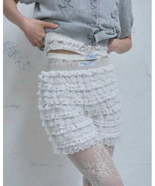 Smyeon パンツ Handmade lace frill shorts/ハンドメイド レースフリル