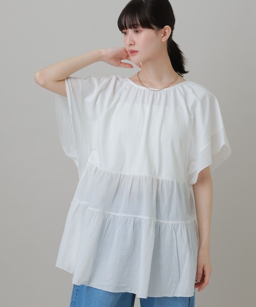 LAKOLE（ラコレ） tシャツ 布帛切替ティアードチュニック / 694168
