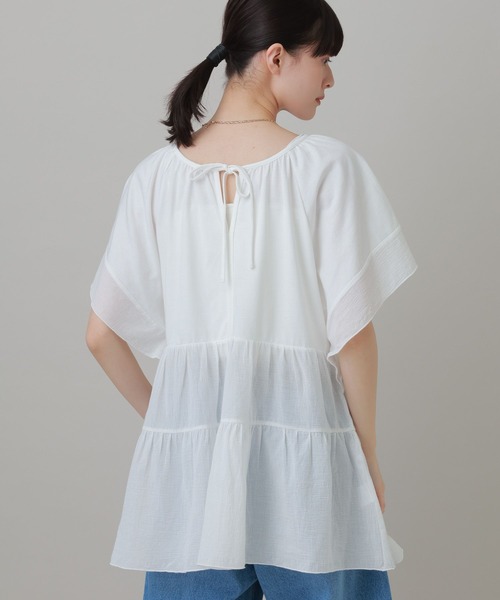 LAKOLE（ラコレ） tシャツ 半袖 布帛切替ティアードチュニック