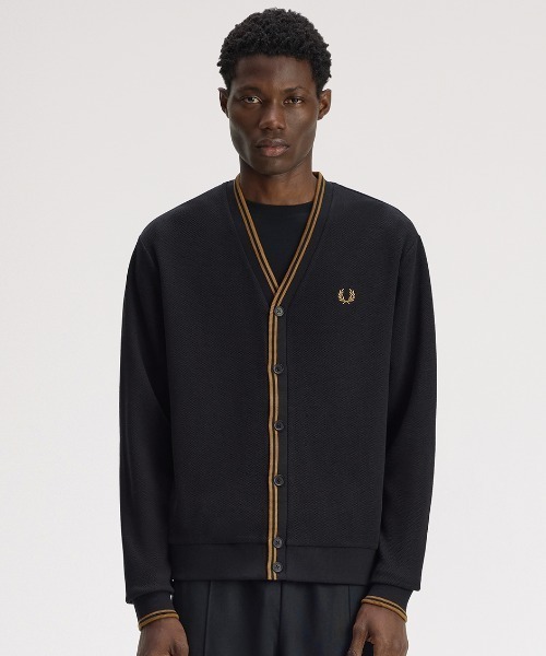 フレッドペリー 鹿の子カーディガン ネイビー M FRED PERRY（フレッドペリー） カーディガン Tipped Pique Cardigan