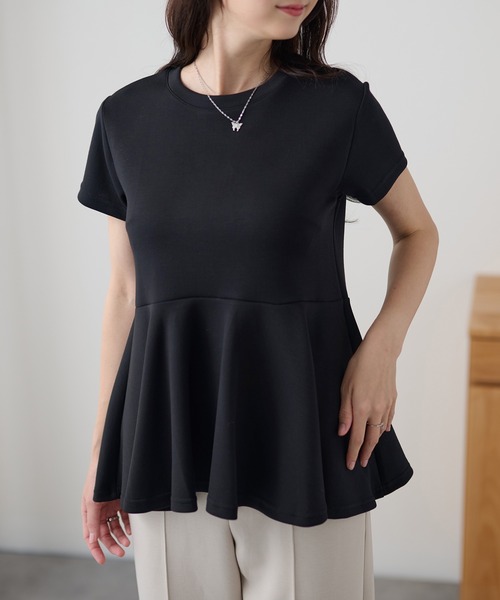 DAYRA tシャツ 半袖 クルーネック ペプラム フレア 半袖 トップス
