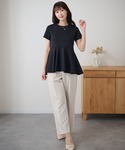 tシャツ 半袖 クルーネック ペプラム フレア...の詳細画像5