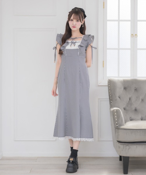 couture BY ROJITA 肩フリルチェックワンピース クチュールバイロジータ ワンピース 肩フリルチェックワンピース