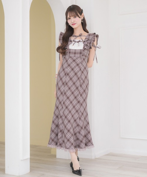 couture BY ROJITA 肩フリルチェックワンピース クチュールバイロジータ ワンピース 肩フリルチェックワンピース