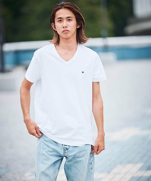 tシャツ 「オンライン限定」トミーヒルフィガー ワンポイントロゴVネックオーバーサイズTシャツ メンズ レディース | TOMMY HILFIGER | 07