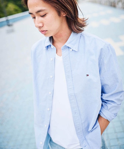 tシャツ 「オンライン限定」トミーヒルフィガー ワンポイントロゴVネックオーバーサイズTシャツ メンズ レディース | TOMMY HILFIGER | 16