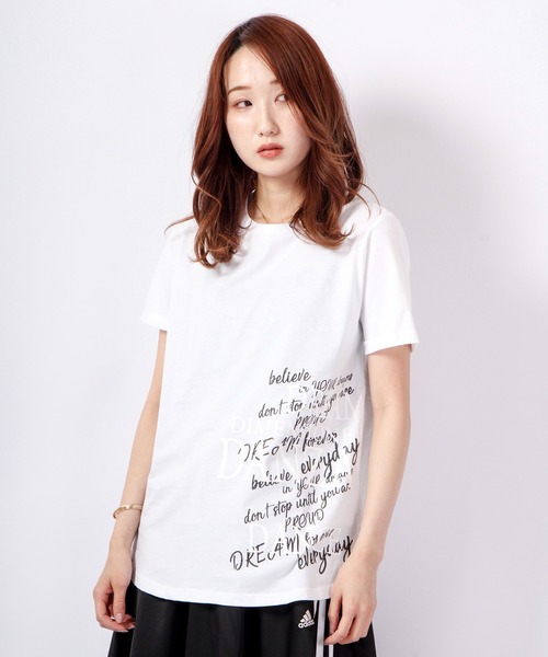 tシャツ メッセージプリント半袖Tシャツ レディース