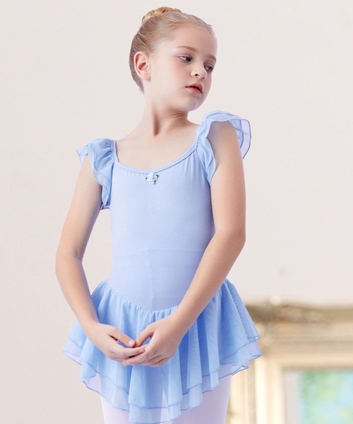 DAY CLOSET キッズ ふんわりダブルメッシュフリルレオタード