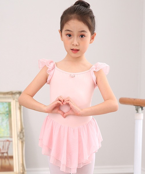 DAY CLOSET キッズ ふんわりダブルメッシュフリルレオタード