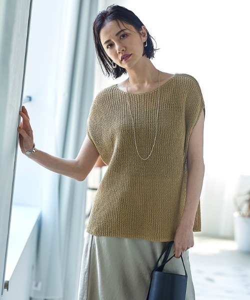 美品✨theory リネン100% レディース　ローゲージニットカーディガン　S 美品✨theory リネン100% レディース ローゲージニット