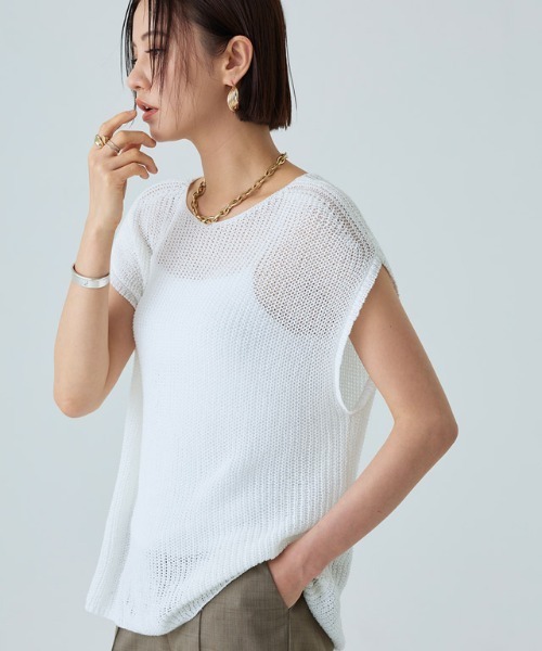 fumikauchida 購入　vintage リネン混ニット RASW（ラス） ニット セーター リネン混ローゲージフレンチメッシュ