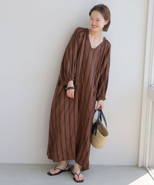 SLOBE IENA ボリュームスリーブリネンワンピース　36 新品タグ付き SLOBE IENA スローブイエナ ボリュームスリーブリネンワンピース