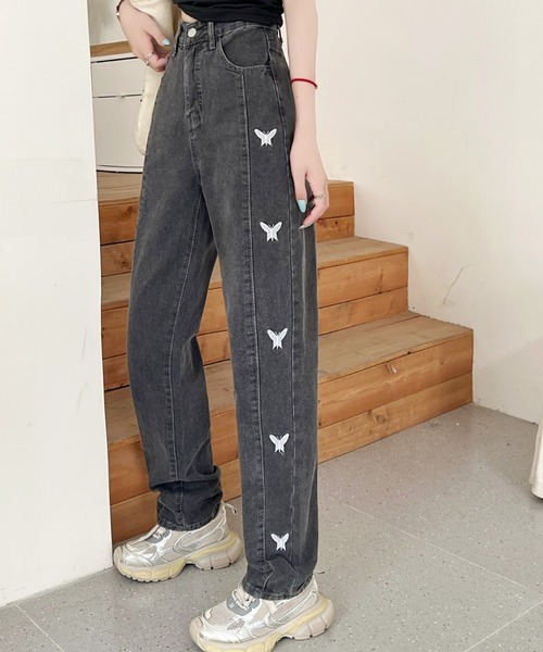 MANETTA スパンコール付き デニムジーンズ 505ZX ルーズストレート ヴィンテージ デニムパンツ ジーンズ