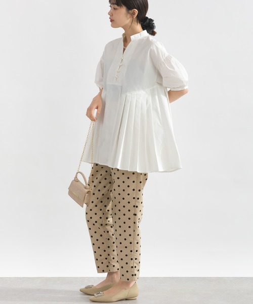 【♥美品♥】インゲボルグ　背面ボタンブラウス　長袖　クリーム PICCIN PERLA ブラウス シャツ 裾プリーツパールボタンブラウス