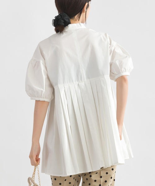 PICCIN PERLA ブラウス シャツ 裾プリーツパールボタンブラウス 