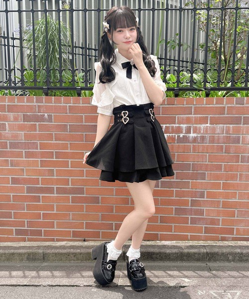 ROJITA（ロジータ） ブラウス シャツ 半袖 ラッフルスリーブパール衿 