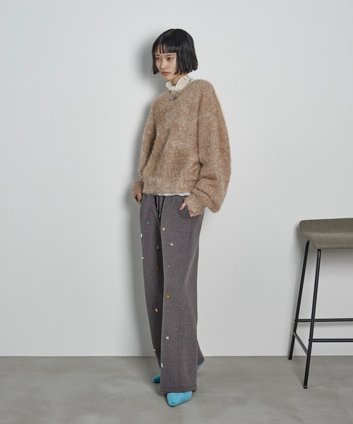THE Yon ニット セーター グリッターシャギールーズフィット