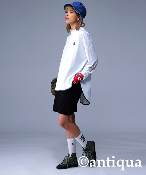 ANTIQUA STCH パイピングモックネックトップス GOLF ゴルフ antiqua tシャツ 「STCH」パイピングモックネックトップス