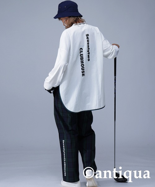 antiqua tシャツ 「STCH」パイピングモックネックトップス