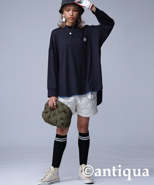 ANTIQUA STCH パイピングモックネックトップス GOLF ゴルフ ANTIQUA STCH パイピングモックネックトップス GOLF ゴルフ ML