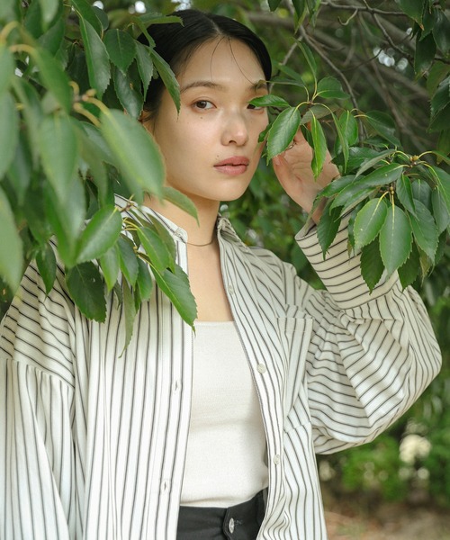 ブラウス シャツ Stripe Over Shirt レディース MAISON DE THERESE ブラウス シャツ 長袖ストライプシャツ