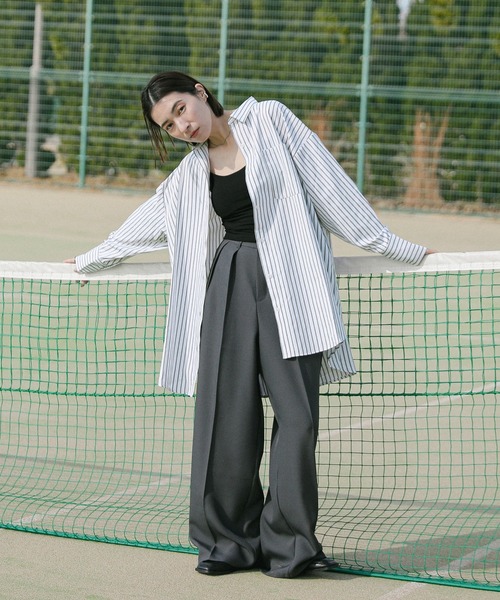 ブラウス シャツ Stripe Over Shirt レディース select MOCA ブラウス シャツ 「ZOZO限定」ストライプオーバー