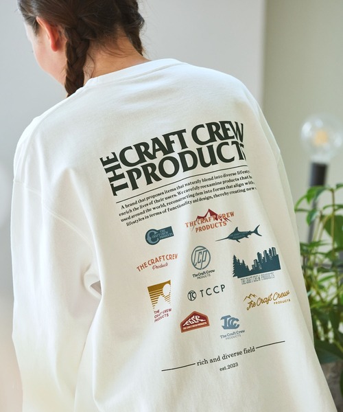 tシャツ ヘビーウェイトファンクショナルファブリック ビッグシルエット バックプリントクルーネック長袖Tシャツ / 抗菌・防臭「THE CRAFT C | THE CRAFT CREW PRODUCTS | 18