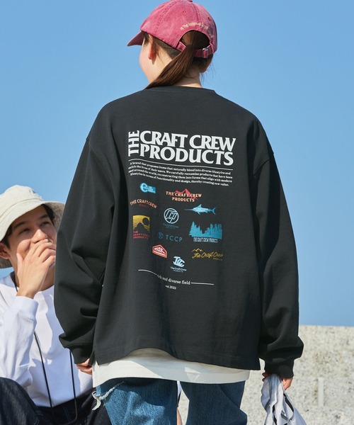 tシャツ ヘビーウェイトファンクショナルファブリック ビッグシルエット バックプリントクルーネック長袖Tシャツ / 抗菌・防臭「THE CRAFT C | THE CRAFT CREW PRODUCTS | 33