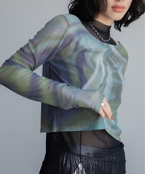 tシャツ ハイネックレイヤード2wayシアートップス レディース