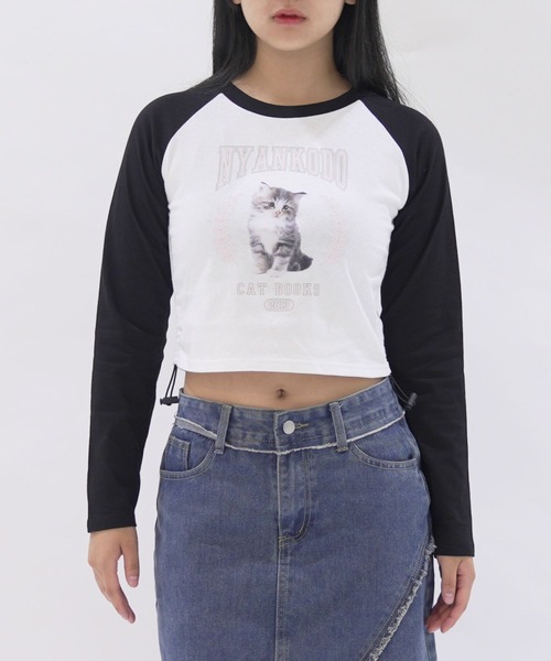 tシャツ 神保町にゃんこ堂 猫フォトプリント ラグランロンT