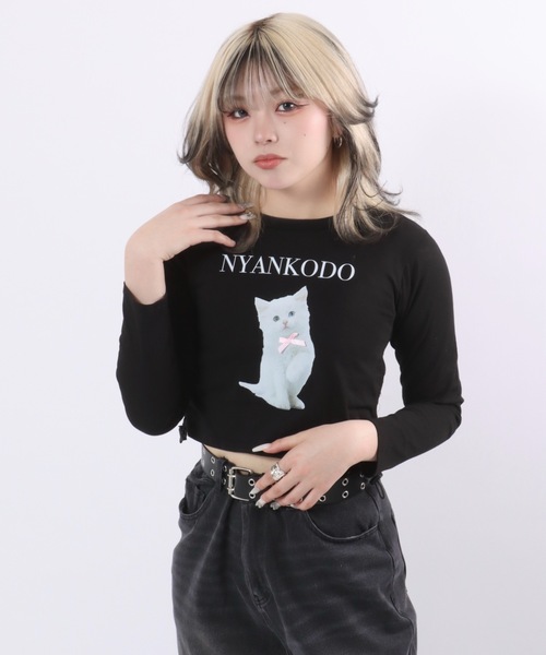 tシャツ 神保町にゃんこ堂 猫フォトプリント ラグランロンT