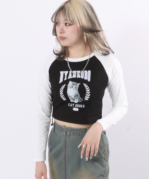 tシャツ 神保町にゃんこ堂 猫フォトプリント ラグランロンT