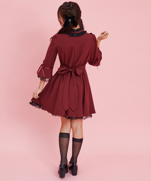 【美品】Secret Honey スタンドカラー七分袖ワンピース Secret Honey ワンピース スタンドカラー七分袖ワンピース