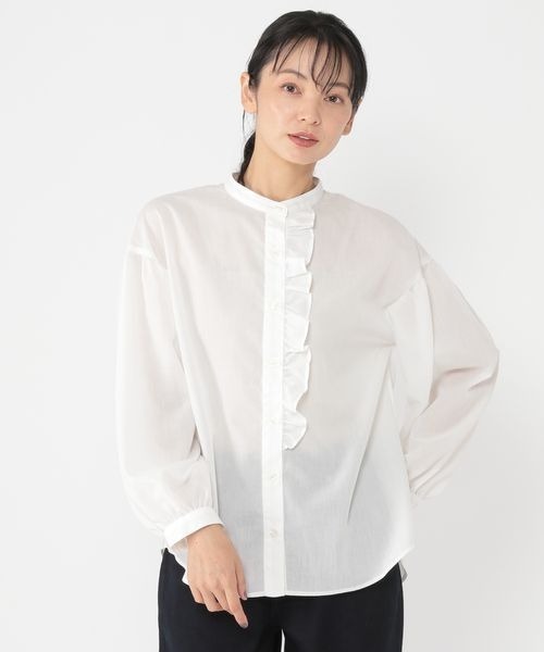 ブラウス シャツ 「ウタオ」シワになりにくいフリルブラウス レディース