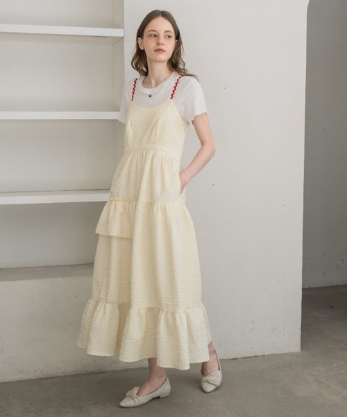 ワンピース nami frill onepiece/なみなみデザインキャミワンピース