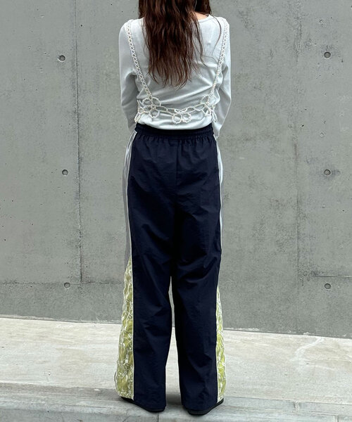 Laidback ナイロン トラックパンツ パンツ パイピングラインナイロントラックパンツ レディース