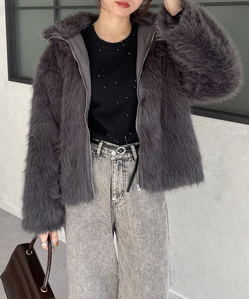 Thevon（ゼヴォン） コート アウター ファーシャギースタンド