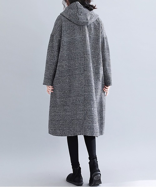 Asterellivi コート チェスターコート ビッグフード 千鳥柄 ロング