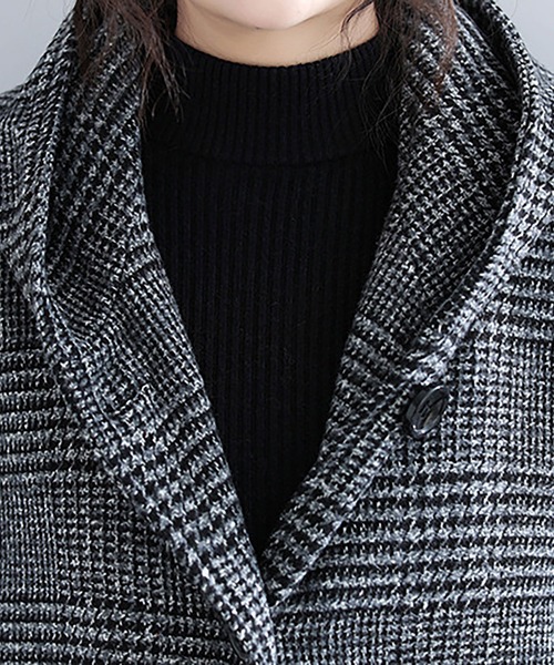 Asterellivi コート チェスターコート ビッグフード 千鳥柄 ロング