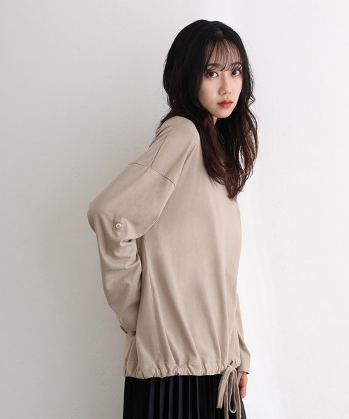 ElegChic tシャツ 長袖裾バルーントップス レディース