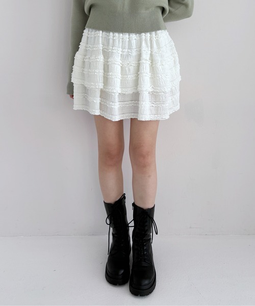 Heather（ヘザー） スカート レースフリルミニスカート 319845
