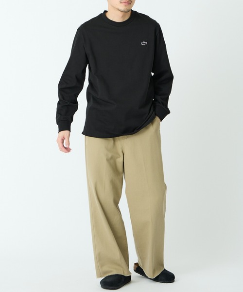 ラコステ　ワンポイント　ロゴ　クルーネックTシャツ　ベージュ LACOSTE（ラコステ） tシャツ ワンポイントロゴ クルーネックポケットT