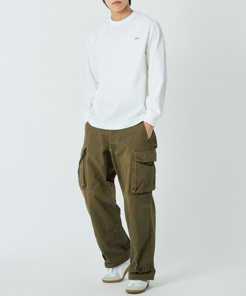 ラコステ　ワンポイント　ロゴ　クルーネックTシャツ　ベージュ LACOSTE（ラコステ） tシャツ ワンポイントロゴ クルーネックロンT