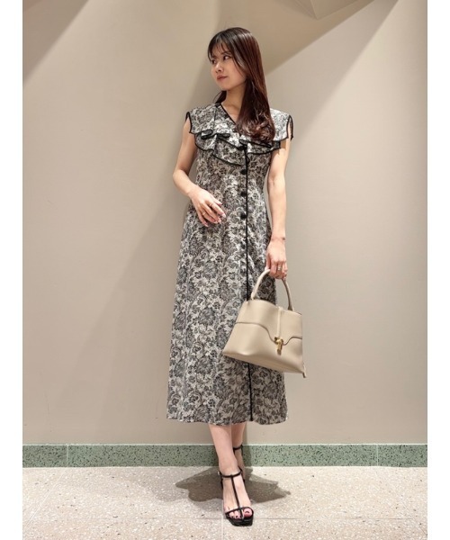 スナイデル SNIDEL ラッフルカラーワンピース （BLK