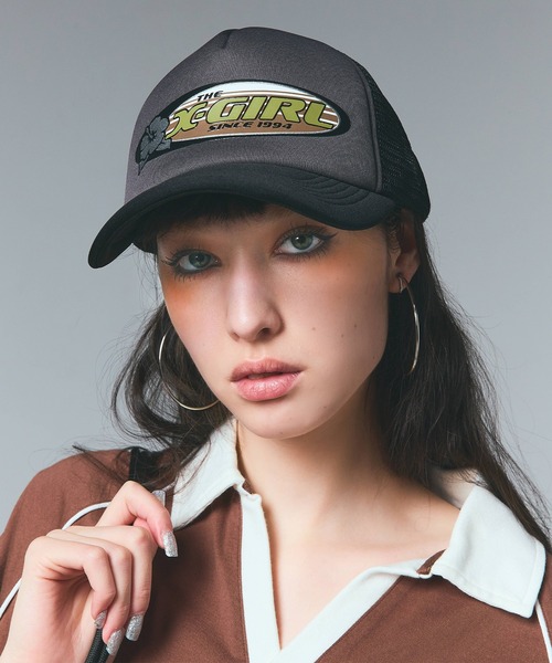 コレクション pe10mal X-girl キャップ 帽子 HIBISCUS OVAL LOGO TRUCKER CAP