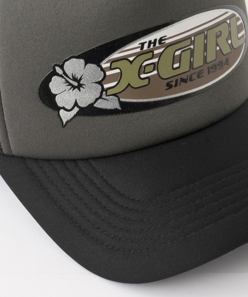 X-girl キャップ 帽子 HIBISCUS OVAL LOGO TRUCKER CAP